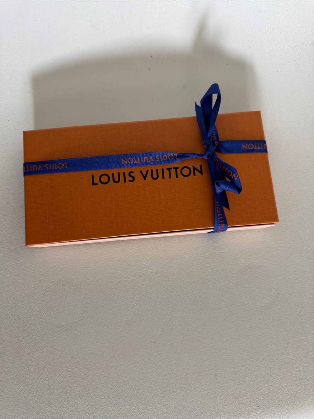 Louis Vuitton Orange Box with Royal Blue Ribbon and Gift Bag